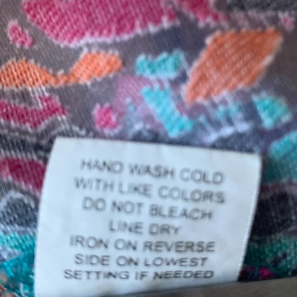 Choices Colorful Mesh-Linen Blend Button Front Roll Tab Top Sz S 102A - Picture 10 of 10